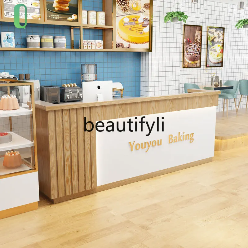 

Minimalist Solid Wood Clothing Store Cashier Counter Restaurant Front Desk Beauty Salon Hair Salon Corner Bar Customization
