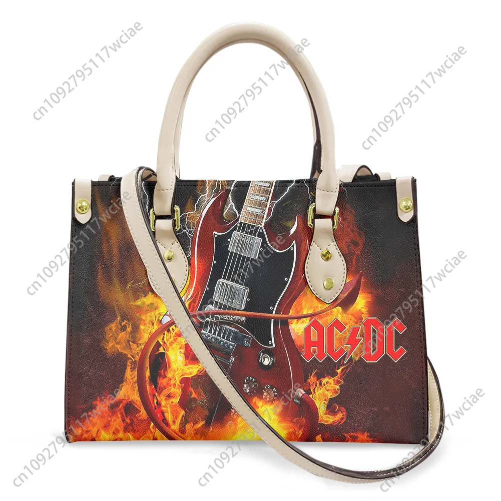 

A-AC Tote Bag Purse Vintage Rock D-DC Womens Mens Personalized Text Image PU Leather Handbag Business Shopping Gift Bags