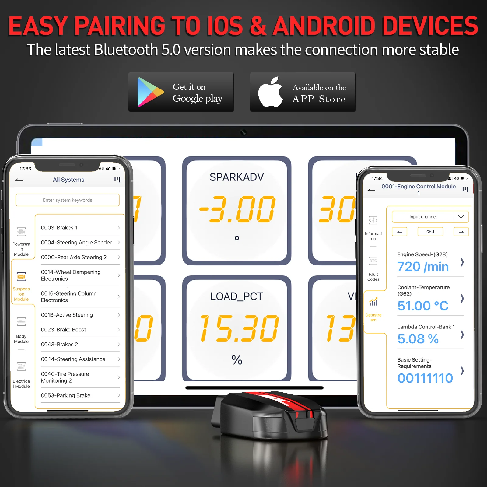 ANCEL-Bluetooth OBD2 Scanner De Carro, Leitor De Código, Óleo, EPB, ETC, Reset, Teste De Bateria, Auto Ferramentas De Diagnóstico Para VW, Audi,