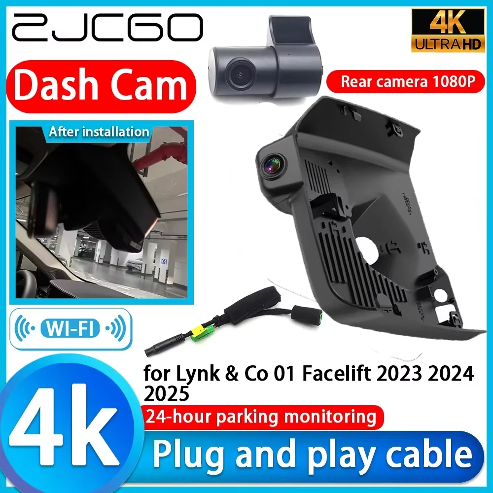ZJCGO para Lynk & Co 01 Facelift 2023 2024 2025, Cámara para Auto DVR 4K, Cámara de Tablero 2160P con Lente Sony, Grabación de Video con Monitoreo 24h