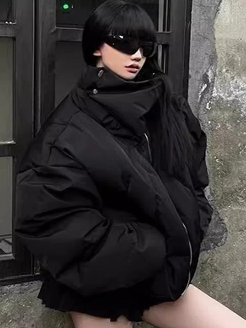 

ROUJE KEFSS Women's Thickened Bread Style down Jacket Stand Collar White Duck Feather Coat Long Sleeve Autumn Winter Outerwear