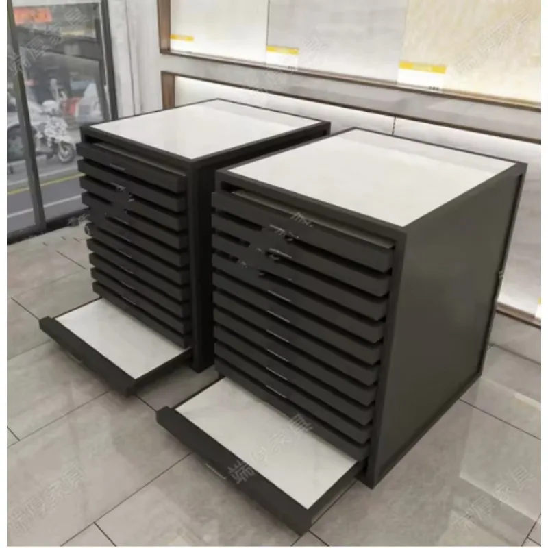 High Quality Large Display Shelf Drawer Type Ceramic Tile Display Cabinet Floor Tile Showcase Stone Display Stand