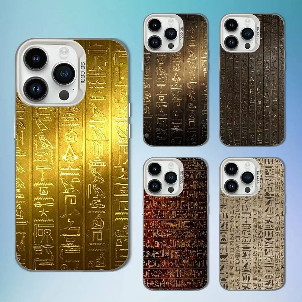 

Ancient Egypt Hieroglyphics Phone Case For iPhone 16,15,14,13,12,11,Mini,Pro,SE,MAX White Matte Shockproof Cover