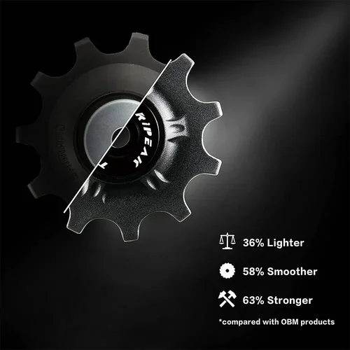 Imagen 2 del producto Juego de polea de rueda Jockey con rodamiento de cerámica/acero de gran tamaño 12T + 12T 12T + 14T para desviador trasero de grava de 10/11 velocidades