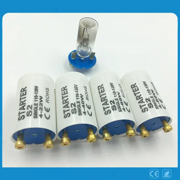 10pcs/lot S2 Starters For AC110-130V 4-65W Fluorescent Tube Explosion-proof Inductor Bracket Fuse Starters