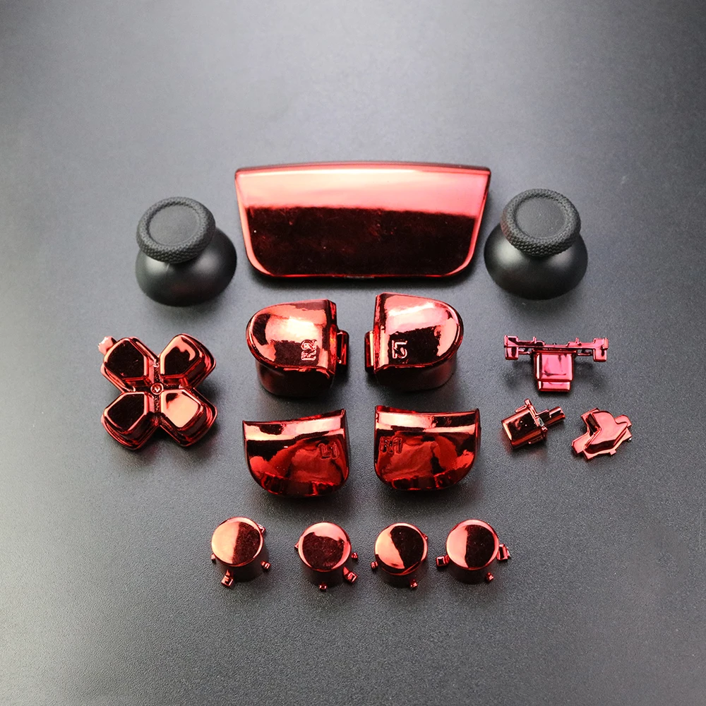 Yuxi 1Set Full Set Chroom Knoppen Voor Ps5 Handgreep Thumb Sticks Joystick Cap L1 R1 L2 R2 D-Pad Knop Voor Ps5 Control