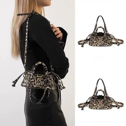 Squisita borsa da donna in stile dolce e Cool Leopard Crossbody Dark Leopard Pattern Charm personalizzato Mini Messenger Bag Drawstri