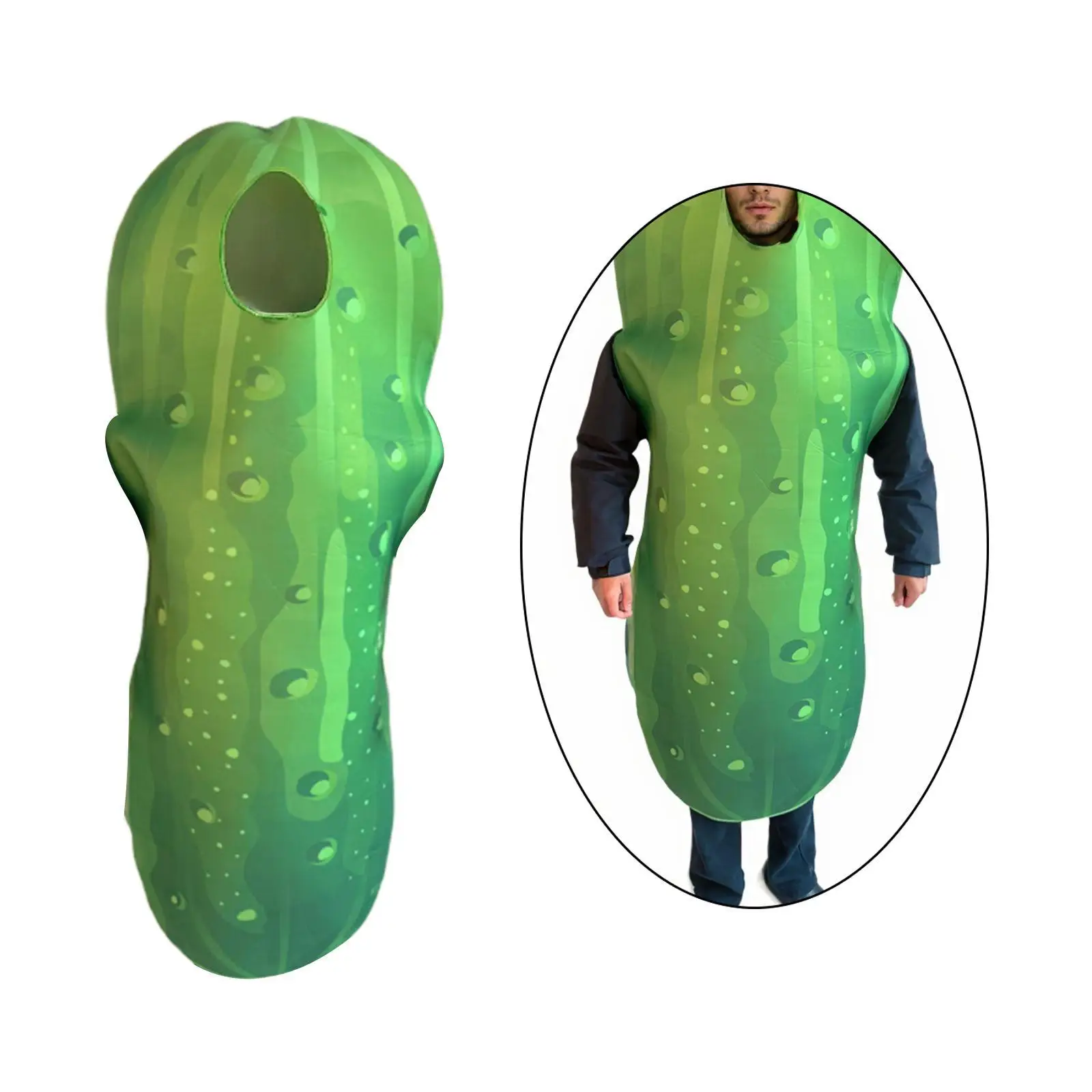 Fantasia de cosplay de pepino de Natal para celebrações, suprimentos para festas de ano novo