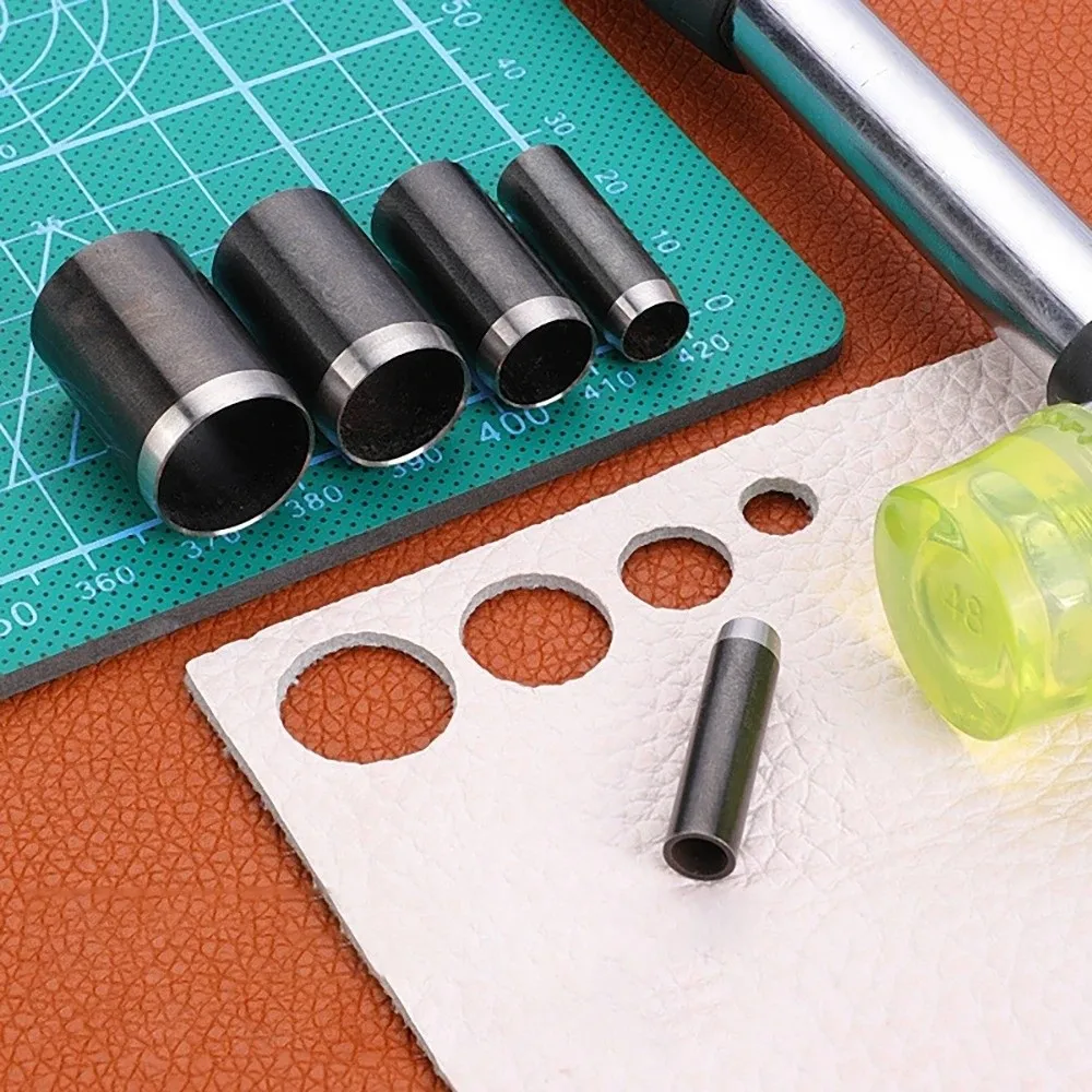 Durable 15 Sizes Round Hole Punch 1-15mm Hollow Leather Hole Punch Handmade Belt Hole Puncher For DIY Leather Craft