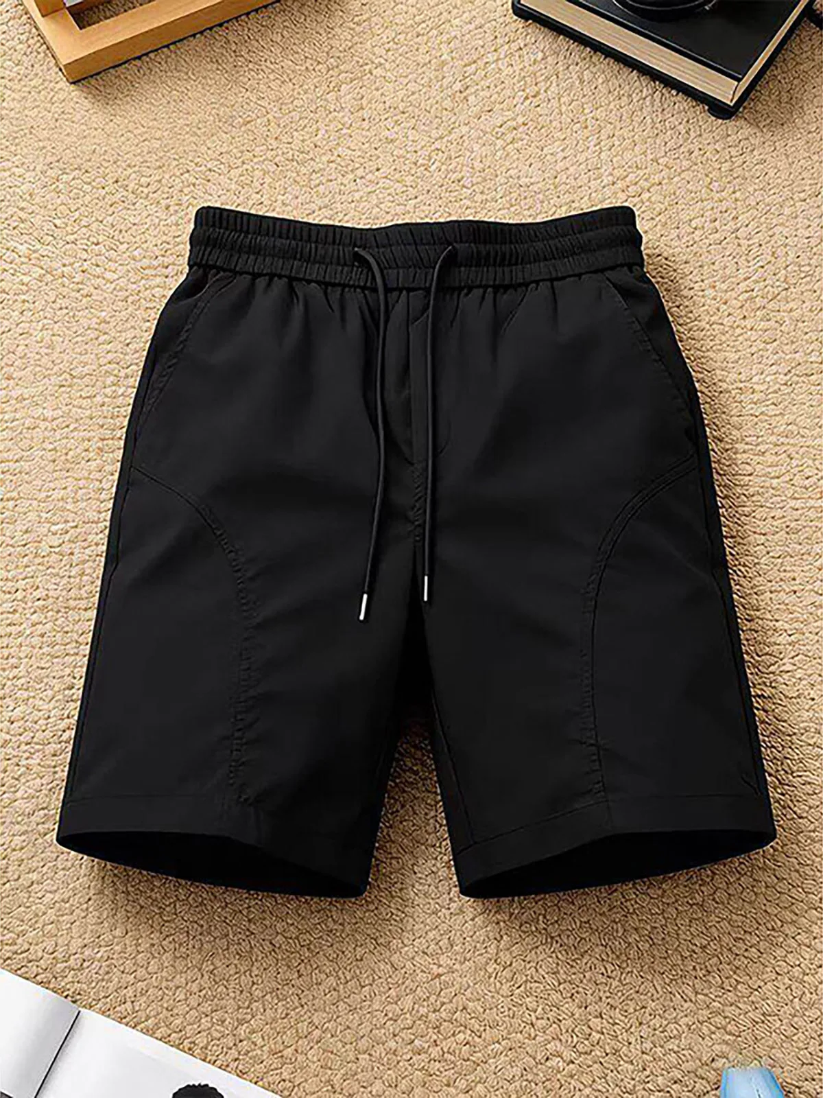 Quick Dry Ice Silk Shorts American Style Slant Cut Thin Fitness Running Shorts Standard Waist Knee above Shorts for Teens