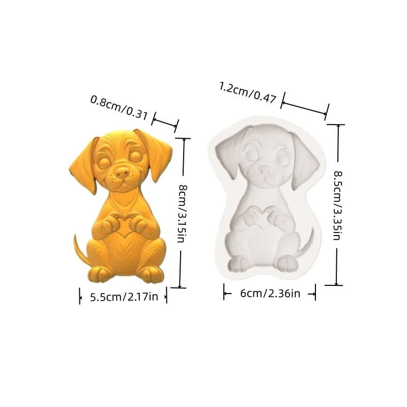 Cute Puppy Silicone Mold with Big Eyes Design in Sitting Position, Easy to Demold, for Baking and Chocolate Decoration
