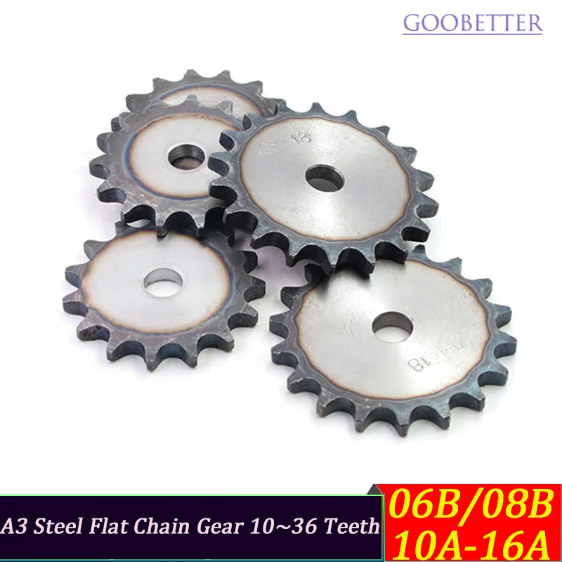 06B/08B 10A/16A Industrial Flat Sprocket 10-36T A3 Steel 9.525mm Pitch Precision Durable Conveyor Drive Parts Fast Shipping