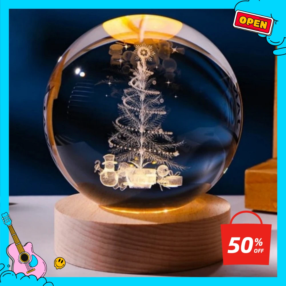 كريستال غلوب بنظام الطاقة الشمسية السحري ليتل برينس 6 سم - حامل خشبي بإضاءة ليلية LED يعمل بمنفذ USB