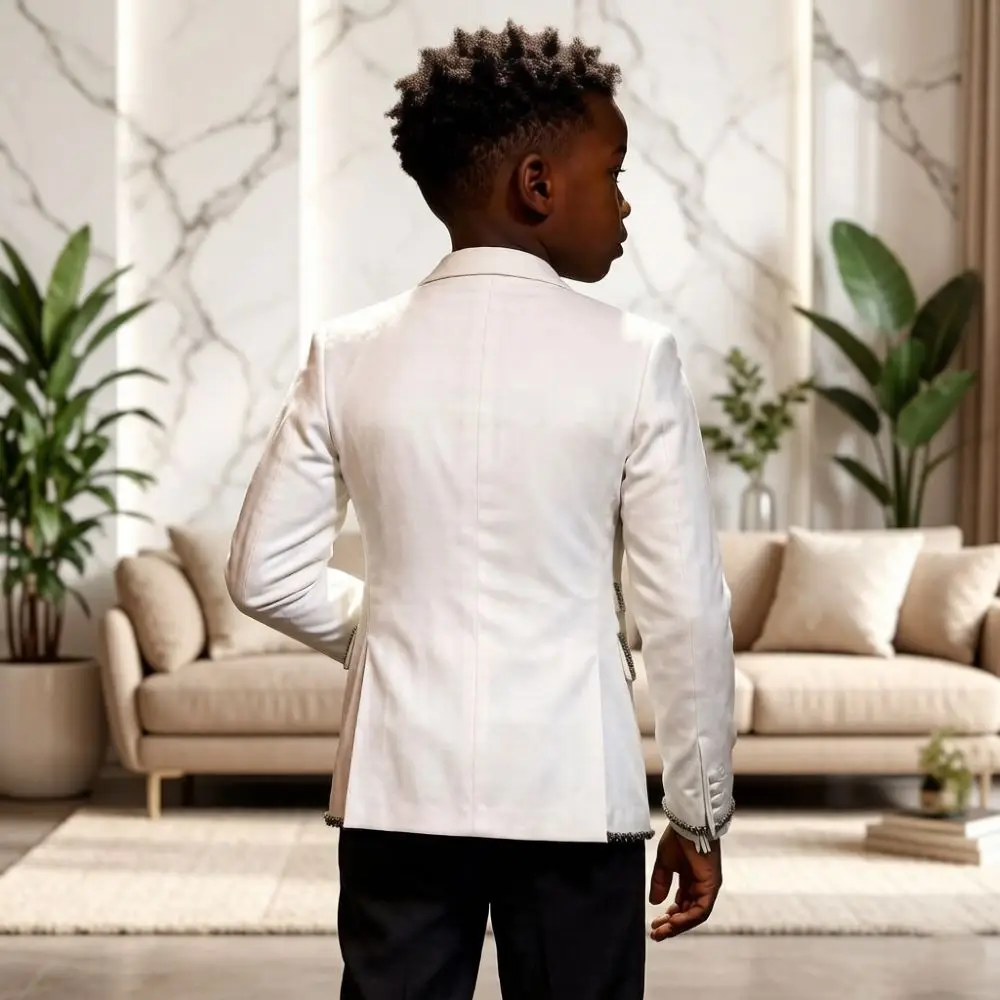 Child Suits Luxury Beaded Prom Suits 2 Pieces Peak Lapel Wedding Mix Match Suit and Separates For Birthday Parties Fashion Shows