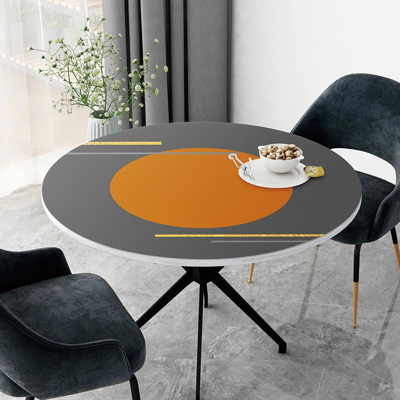 

leather Round tablecloth Waterproof oilproof heat-resistant table mat Odorless party wedding table deco cover pad