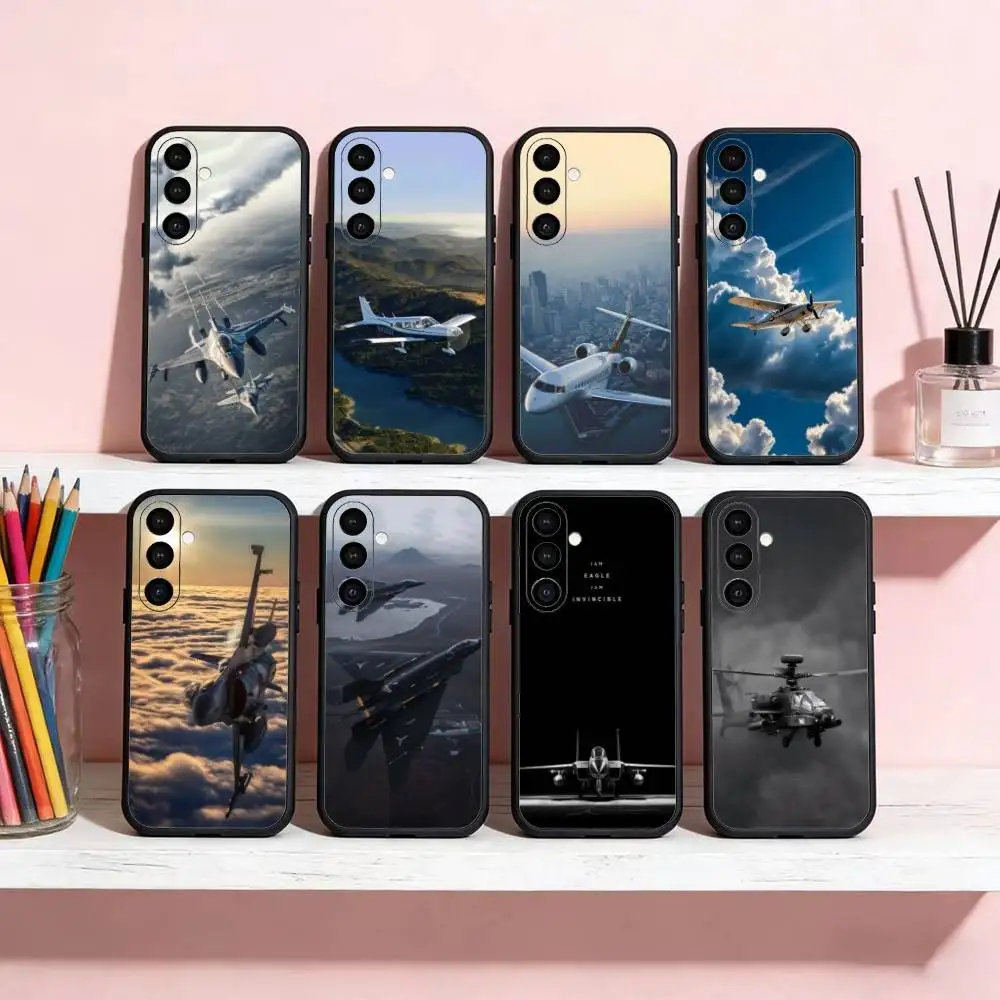 

A-Airplane Aircraft Helicopter Phone Case For Samsung Galaxy A13,21s,22,31,32,52,53,71,72,73,Soft Black Cover