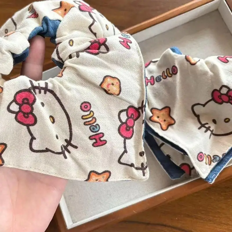 

1 шт. Sanrio HelloKitty квадратный шарф кольцо для волос с толстой кишкой веревка для волос Hello Kitty круг для волос для девочек разнообразная повязка на голову с хвостиком