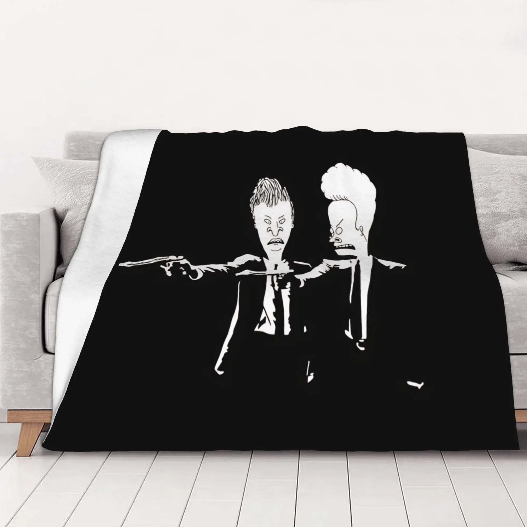 1PC Home Cute Room Decor Edgy Retro Cartoon Blanket Throw Blanket Beavis and Butt Head Novelty Warm Blanket All Season