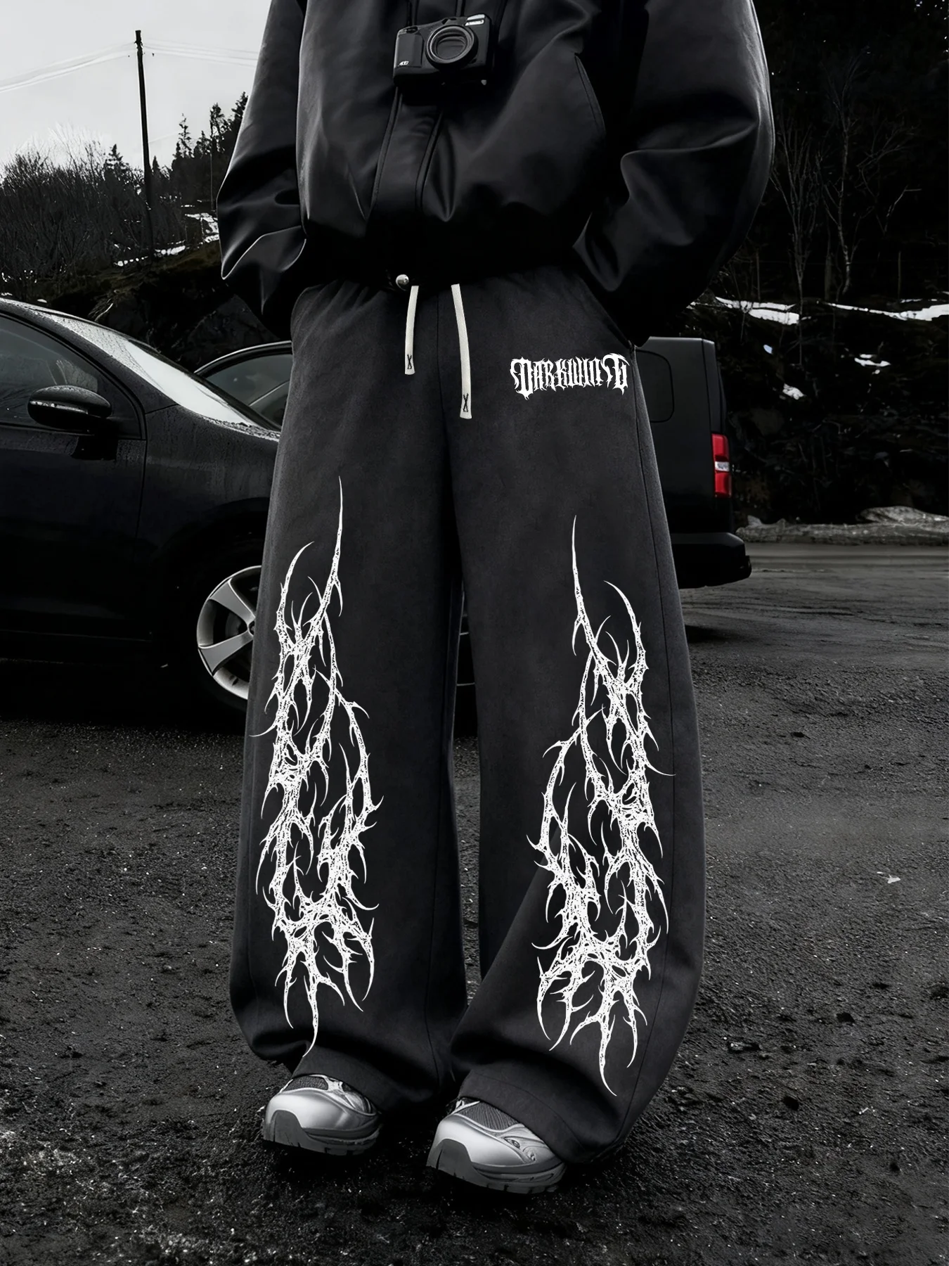 2026 Fashion New Dark Retro Striped Gothic Loose Straight Leg Pants Suitable for Outdoor Street Hip-hop Harajuku Casual Pants