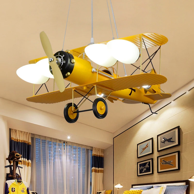 Nordic Led Creatieve Eenvoudige Vliegtuigen Hanglamp Gepersonaliseerde Ijzeren Kunst Jongens Meisjes Slaapkamer En Studie Decoratie Kinderkamer