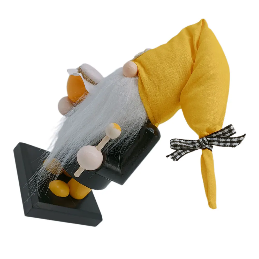 

Bee Themed Gnome Figure Home Decor Statue Wood Lightweight Compact Design Stable Base Figurine Lovely Dwarf