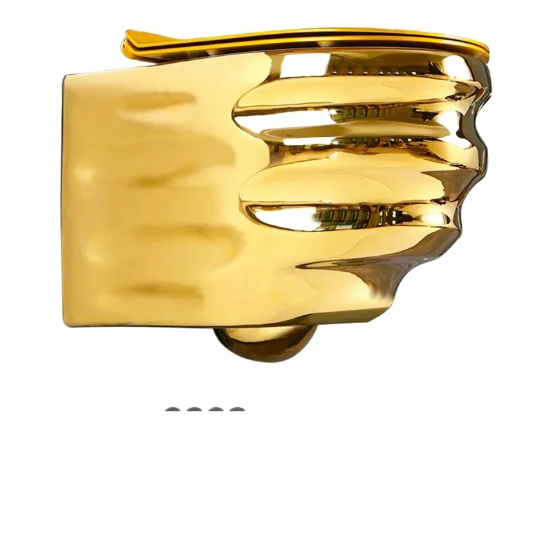 

Electroplated gold wall-mounted suspended ceramic toilet, bathroom small apartment black gold toilet, toilet wall row