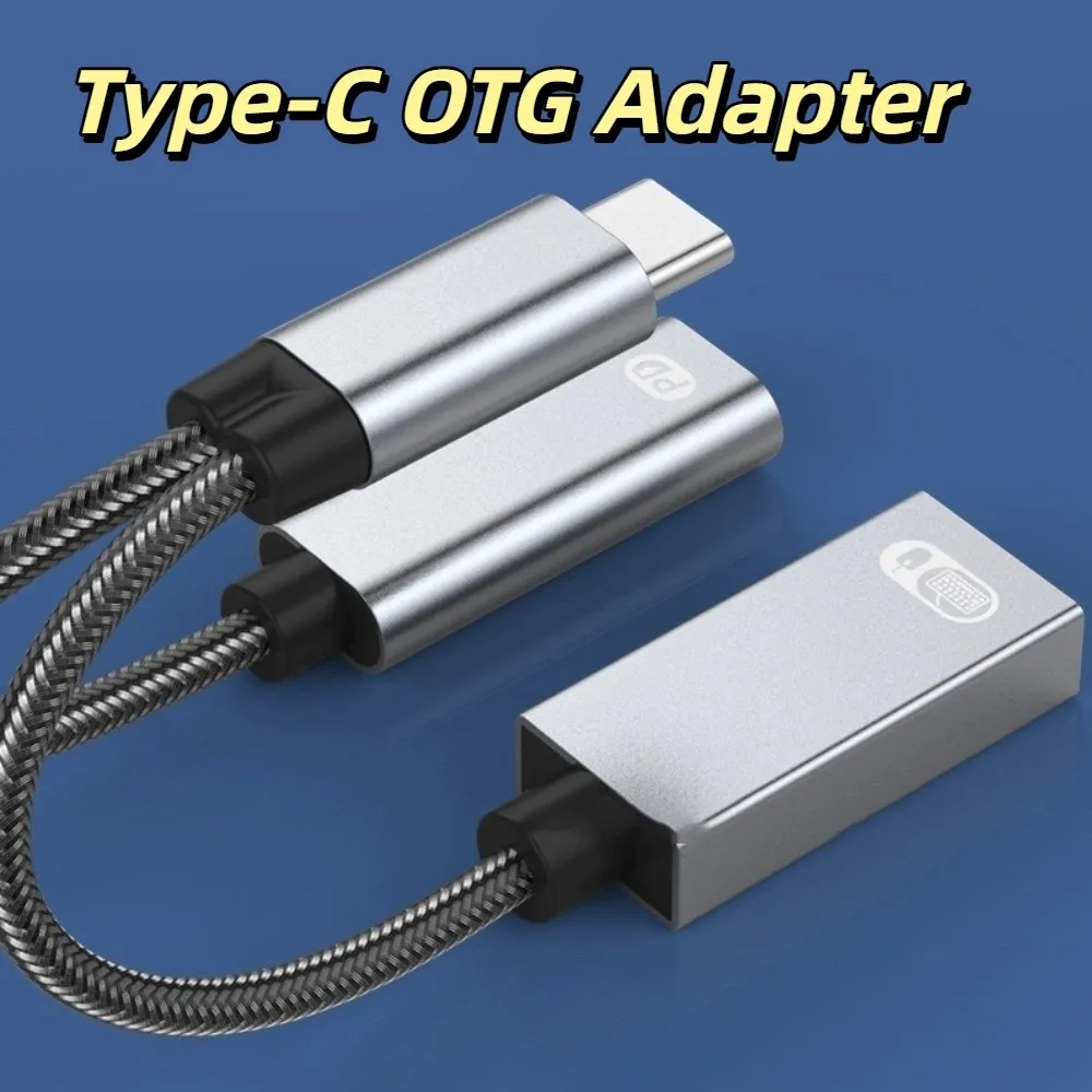 PD60W 2 in 1 Type-C To USB OTG Adapter Multifunction Converter 2-in-1 USB C To Audio Cable Durable Fast Charging