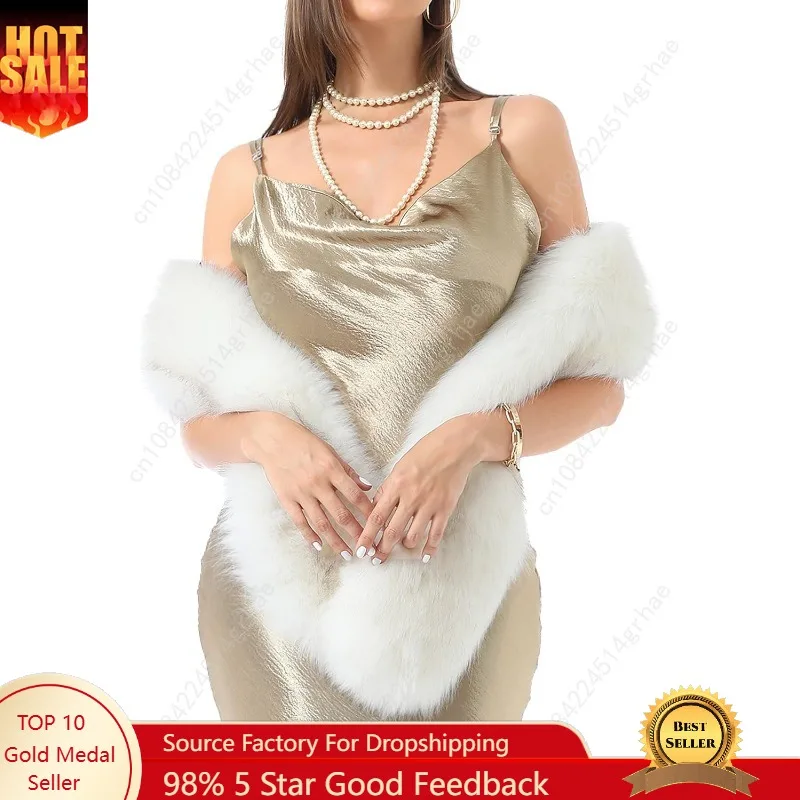 

LA CARRIE Women's Faux Fur Collar Scarf Wrap Winter Neck Warmer Collar Ladies White Scarf