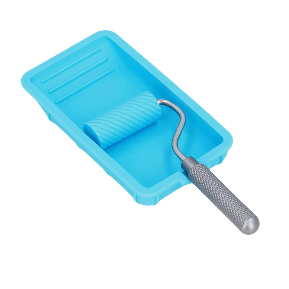 Reusable Silicone Paint Roller Soft Professional Grade Adhesive Applicator Spreader With Tray Latex Roller Set Woodworking