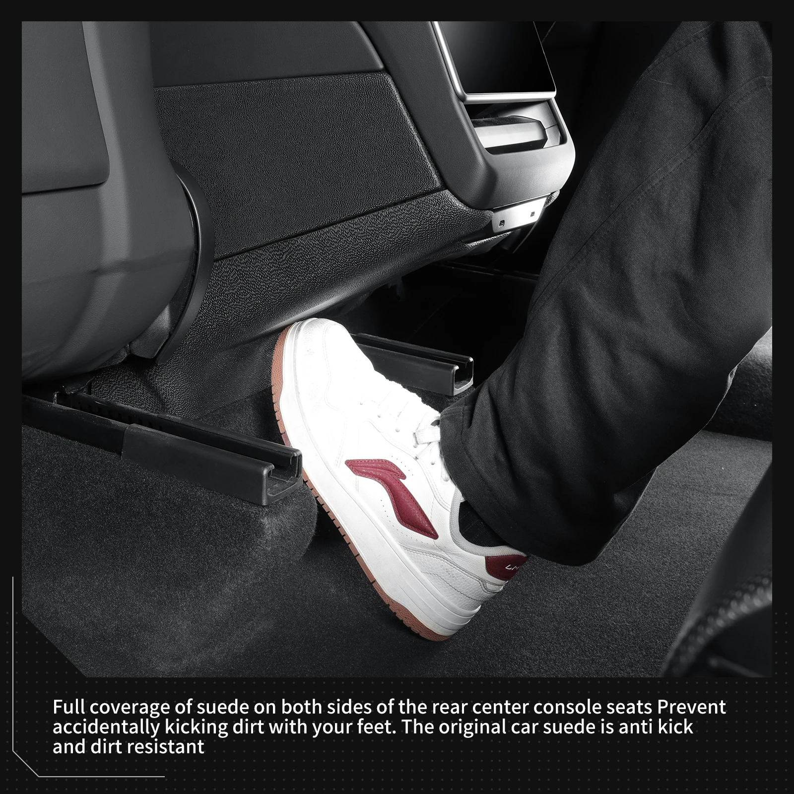 LUCKEASY Linkslenker für Tesla Model Y Juniper 2025 2026 LHD Anti-Schmutz-Schutzpolster Mittelkonsole Seiten-Anti-Kick-Polster TPE – Detail 5