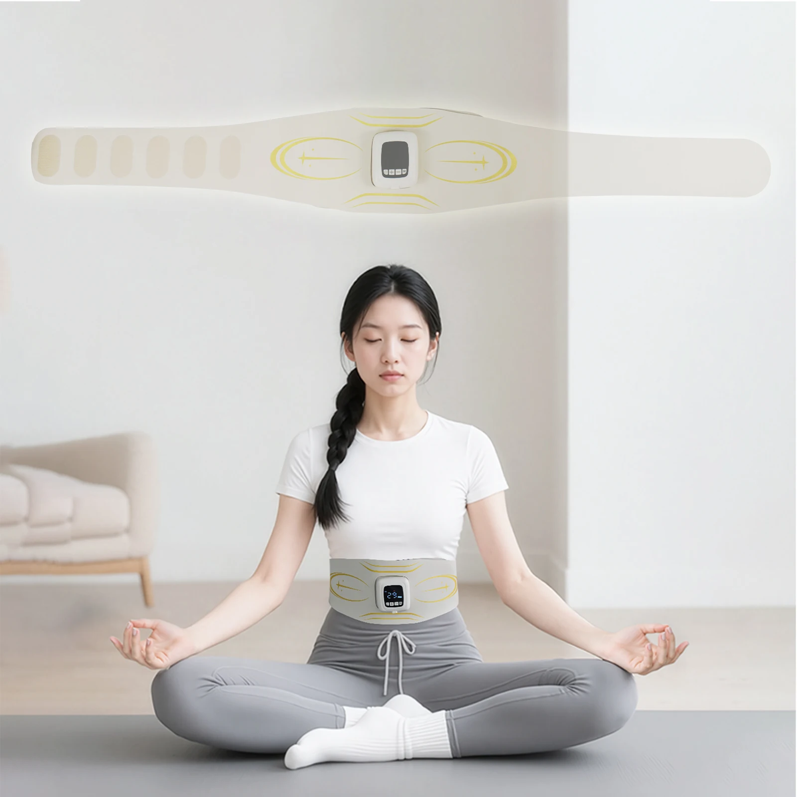 

Smart EMS Waist Belt Hot Compress Sweat Home Fat Reduction Device Abdominal Vibration Waist Heating Massager for Slimming