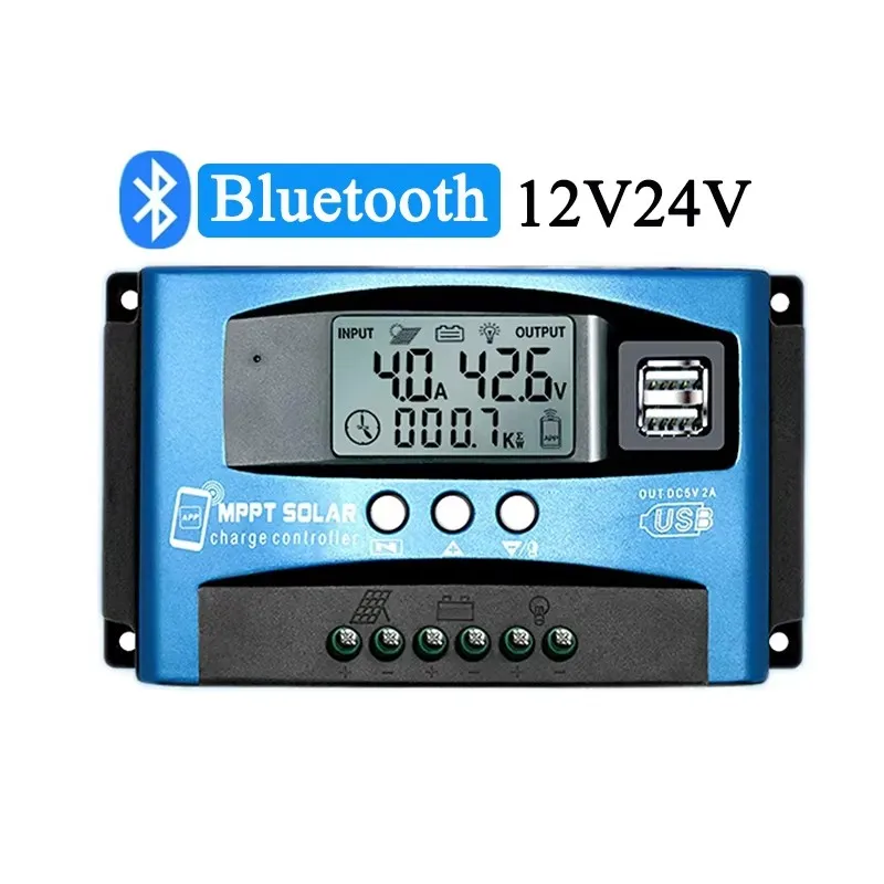 MPPT 30A 40A 50A 60A 100A Solar Charge Controller 12V/24V Solar Panel Battery Regulator Charge Controller Dual USB 5V2A Home use