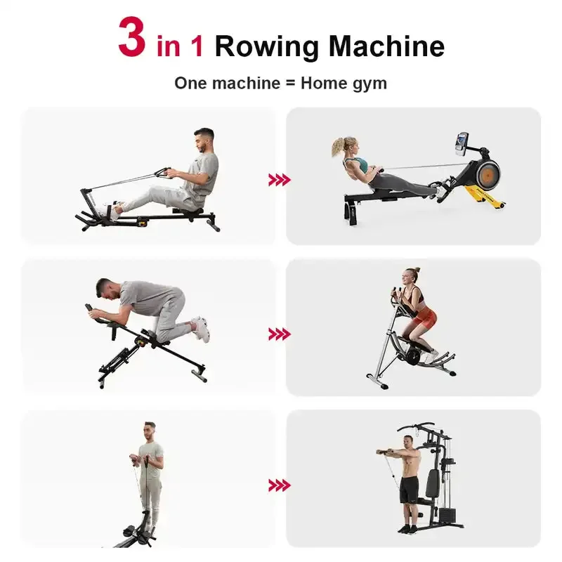 Multifunction Smart Home Gym Intelligence Ab Rower Standing Row Folding Fitness Rowing Machine For All In One Home Trainer