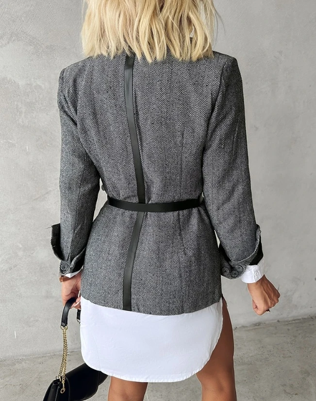 Casual One Piece Suit 2023 New Hot Selling Fashion Strap Split Collar Button Suit Coat Summer Stock Women