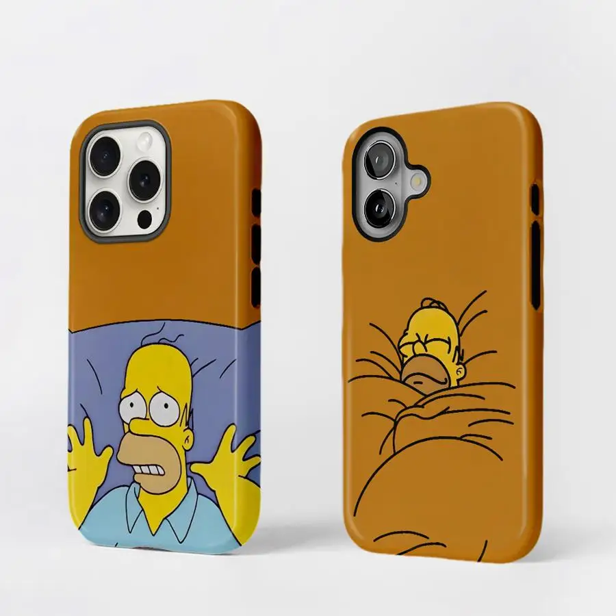 Capa de Celular para Apple iPhone 17 Air 11 Pro Max 16 14 Plus 16e 12 15 XS XR 13 Capa Macia SimpsonS Homer Sleep