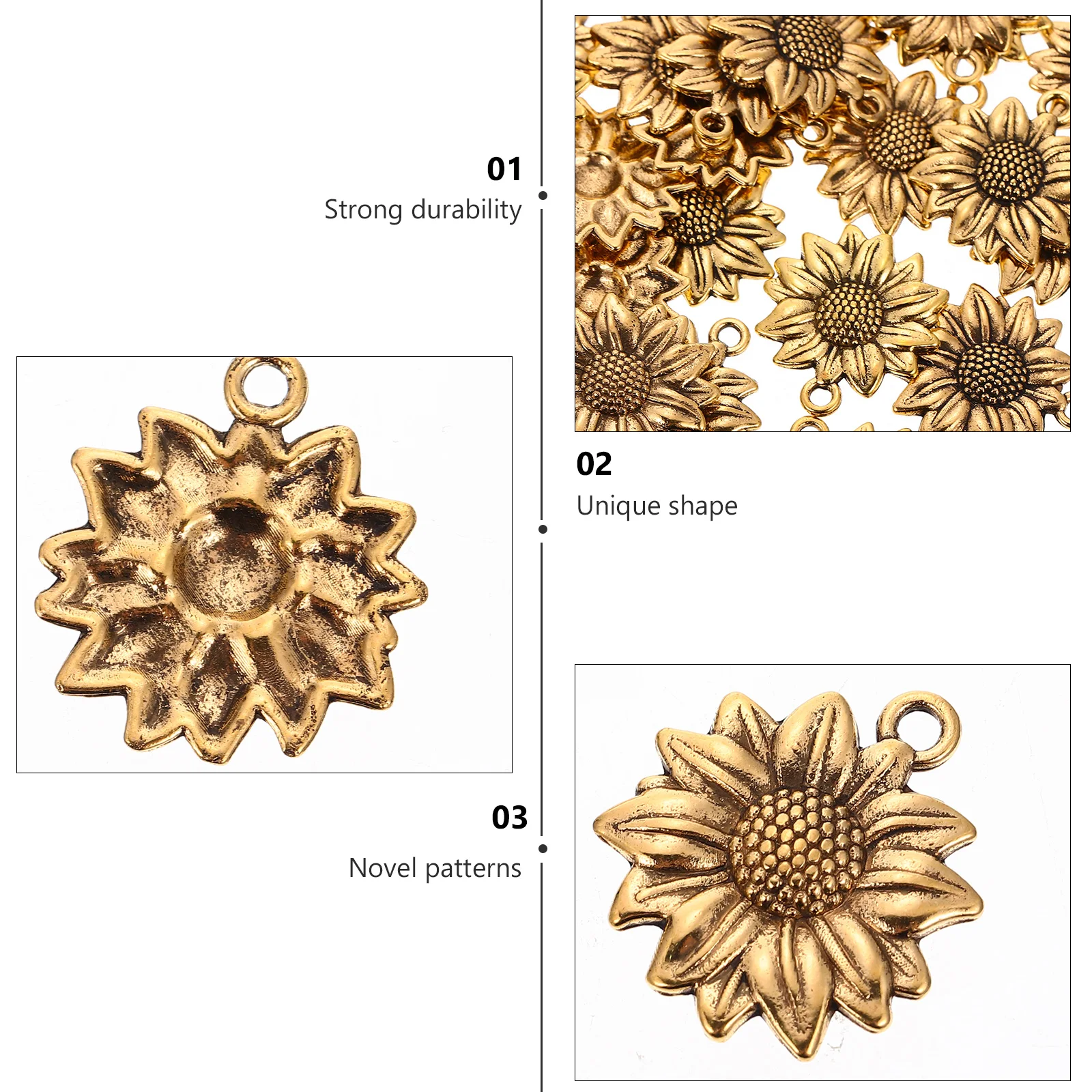 

100 Pcs Alloy Sunflower Charms Gold Earrings Necklace Women DIY Jewelry Pendant Metal Accessories Craft Projects