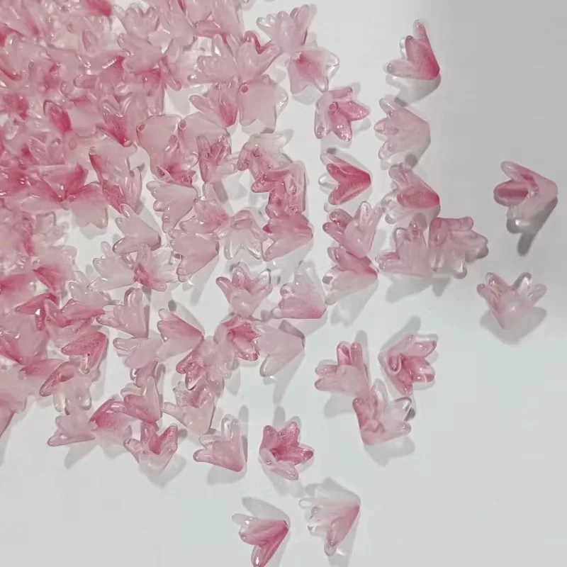 30Pcs 12MM Gradient Color Lily Flower Czech Crystal Glass Beads for Jewelry Making Hairpin Handmade Diy Bracelet Accessories