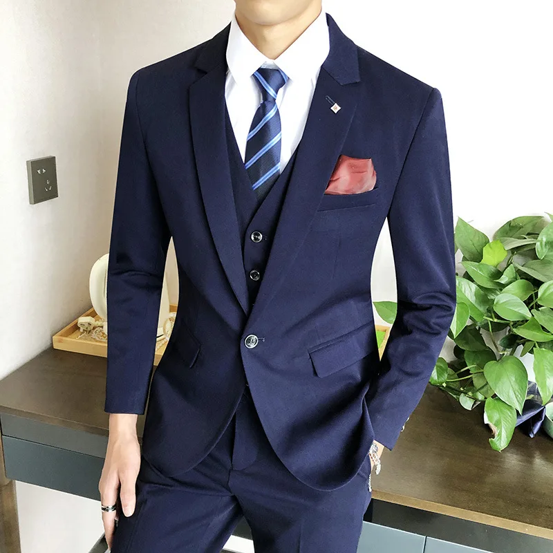 

7269 Business casual slim fit solid color youth suit