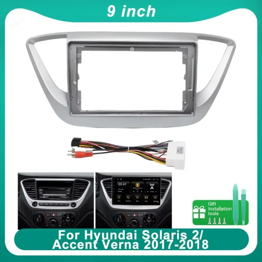For Hyundai Solaris II Accent Verna 2017-2018 9 Inch Stereo Fascia Panel Car Radio Dash Mount Kit