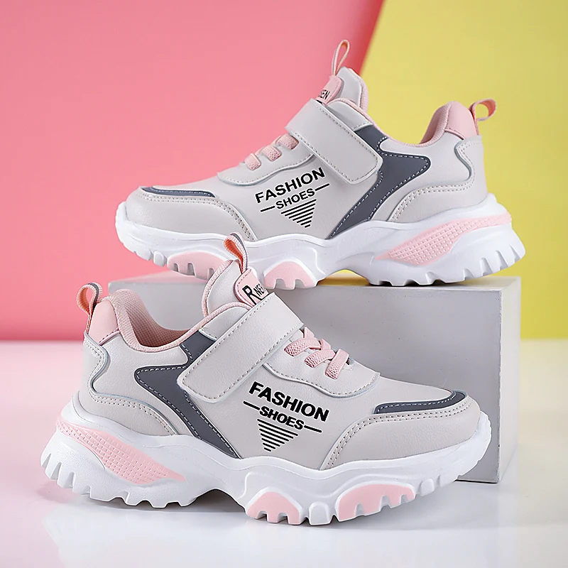 

A Pair Children's Breathable Casual Sneakers, Anti-slip Wear-resistant Hook-and-loop Shoes Boys Girls Daily Footwear YZ-518