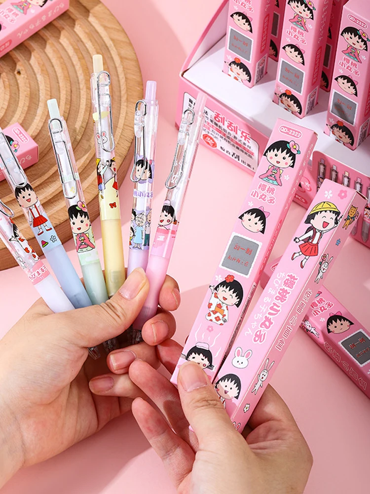 12/24 pz Chibi Maruko-chan 0.5mm Blind box Gel penna firma a sfera studente scrittura materiale scolastico cancelleria regalo all\'ingrosso