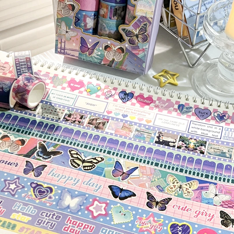 Juego de cintas Washi Retro para decoración de diario, Cinta Adhesiva Decorativa, suministros para diario, álbum de recortes, 20 piezas