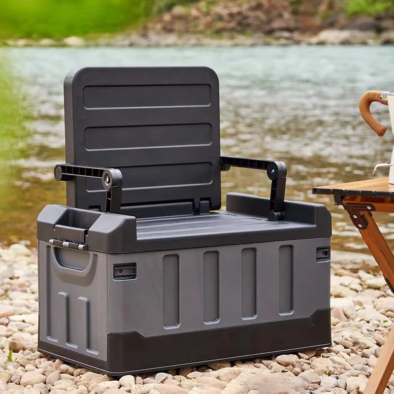 60L Outdoor Storage Box Foldable Storage Box Car Camping Accessories Car Supplies Thickened Storage Box