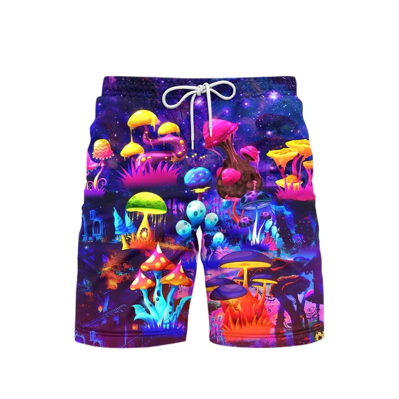 Fantasy Mushrooms 3D Print Beach Short For Men\'s Hip Hop Street Shorts Harajuku Personality Fashion Colorful Pattern Plant Pants
