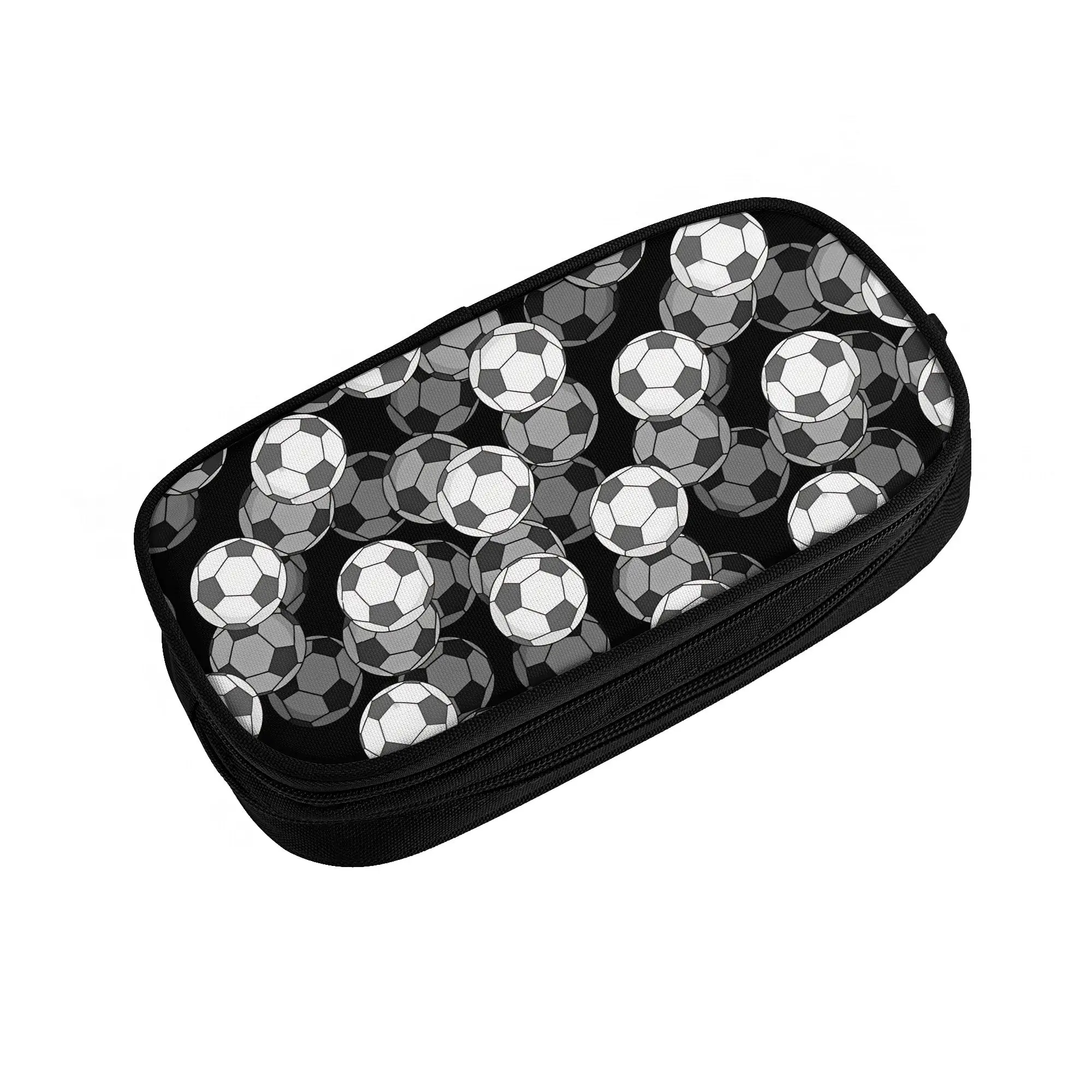 3D Effect Footbally Seamless Pattern Pencil Case for Girls Boys Big Capacity Soccerly  Pen Box Bag Stationery