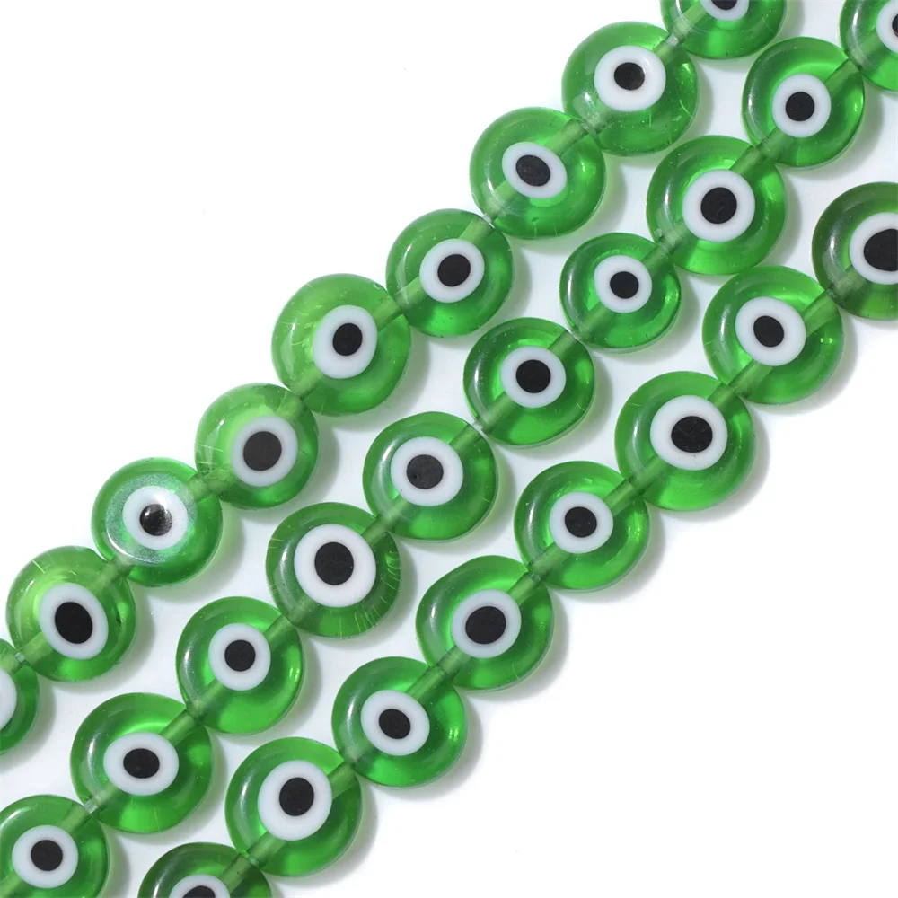 Rondelle Multicolor Evil Eye Beads Oval Charm Round Flat Glazed Glass Lampwork Turkish Eye Beads for Jewelry Making DIY Bracelet