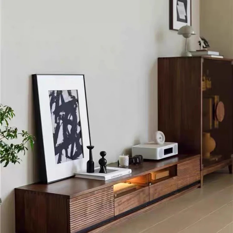 Led غرفة المعيشة الذكية حامل تلفاز الخشب الجمالية الحديثة تسريحات طاولة تلفاز فاخرة عرض المنظم موبليس الفقرة التلفزيون أثاث المنزل #3