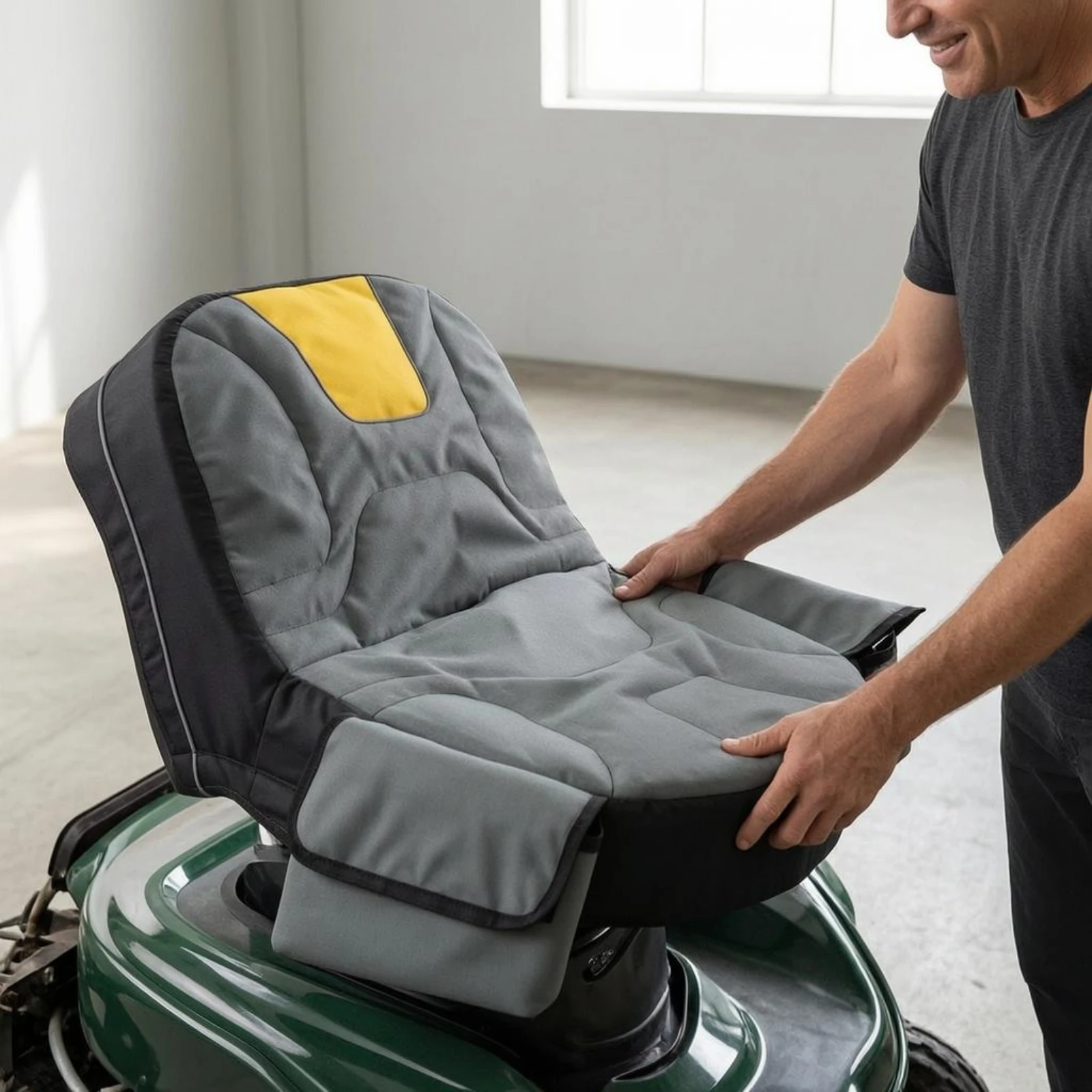Riding Mower Seat Cover Water-Repellent Cushioned Mower Seat Cover Yard Equipment Oxford Material Foldable