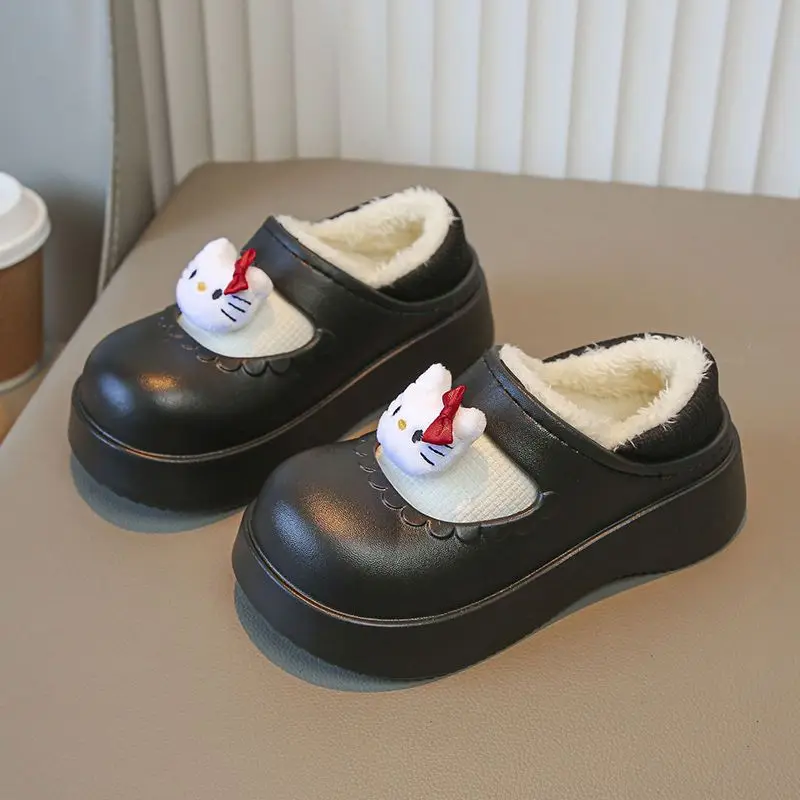 Kawaii مرحبا كيتي لطيف نعال من القطن خريف شتاء المنزل في الهواء الطلق استخدام الصوف مبطن سميكة زلة مقاومة سيليكون وحيد CuteGift #6
