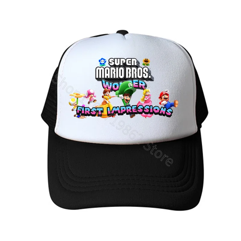 Super Mario Bros Hats Princess Peach Luigi Bonnets Cartoon Game Character Graphic Print Bonnet Shade Caps Birthday Party Gifts